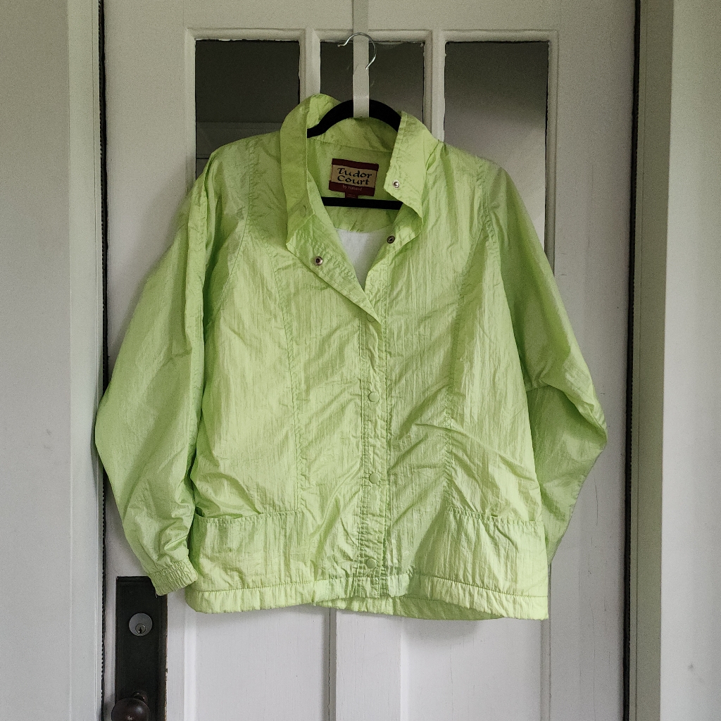 Vintage Tudor Court By Haband Green Windbreaker Snap Front Jacket